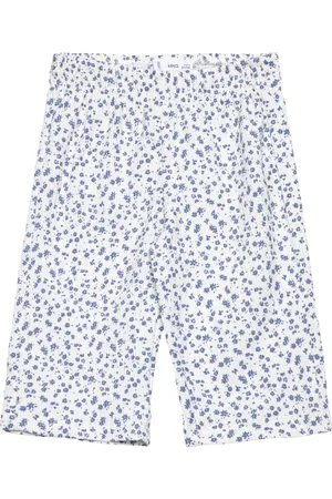 MANGO Floral Print Trousers Bottoms Trousers Blue
