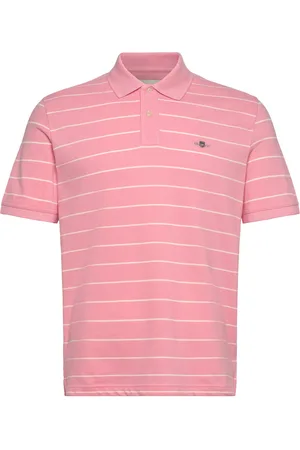 GANT Striped Ss Polo Tops Polos Short-sleeved Pink