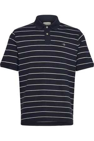 GANT Striped Ss Polo Tops Polos Short-sleeved Navy
