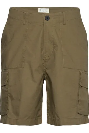 Knowledge Cotton Apparal Flint Wide Slub Yarn Shorts - Gots/ Bottoms Shorts Cargo Shorts Khaki Green