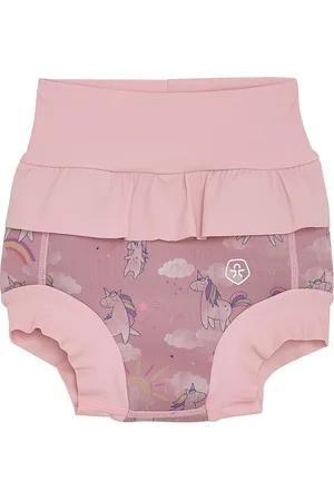 Color Kids Trunks W. Frills, Flower Aop Uimashortsit Pink