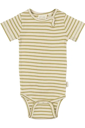 Petit Piao Body S/S Modal Striped Bodysuits Short-sleeved Green