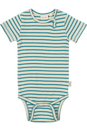 Petit Piao Body S/S Modal Striped Bodysuits Short-sleeved Green