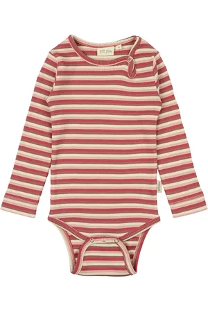Petit Piao Body L/S Modal Multi Striped Bodies Long-sleeved Brown