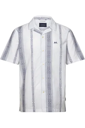 Lindbergh Dobby Stripe S/S Resort Shirt Tops Shirts Short-sleeved Shirts White