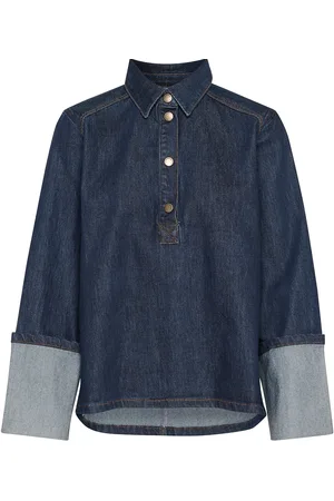 My Essential Wardrobe Abinamw 139 Boxy Ls Blouse Tops Blouses Long-sleeved Blue