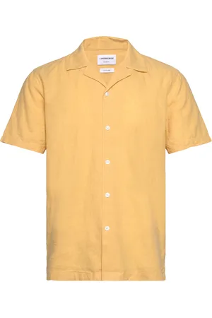 Lindbergh Casual Linen Blend Resort S/S Tops Shirts Short-sleeved Yellow