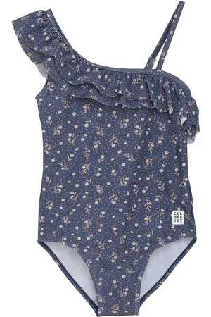 Color Kids Swimsuit 1 Shoulder Frill, Aop Uimapuku Uima-asut Navy