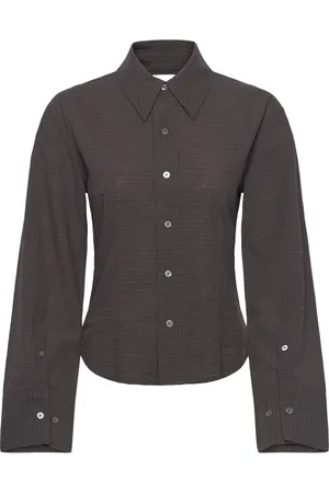 Hope Shape Shirt Dark Brown Check Designers Shirts Long-sleeved Brown