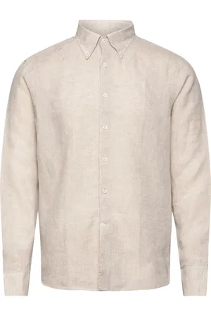 Oscar Jacobson Reg Fit Bd Signature Linen Designers Shirts Casual Beige
