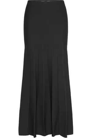 MANGO Strapless Flared Knitted Dress Skirts Maxi Skirts Black