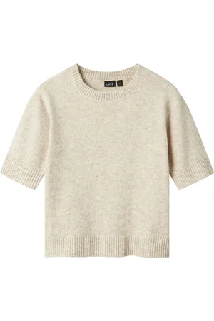 LMTD Nlflodet Ss Short Knit Tops Knitwear Pullovers Cream
