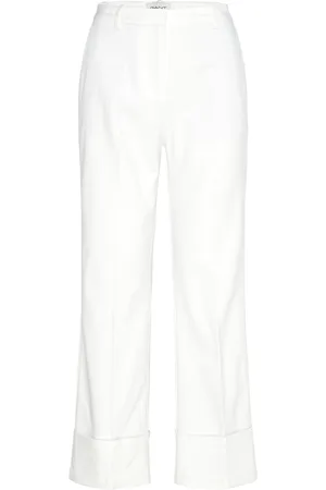 GANT Turn-Up Crease Pants Bottoms Jeans Straight-regular White