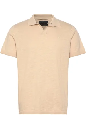 Clean Cut Thomas Knitted Polo Tops Polos Short-sleeved Beige