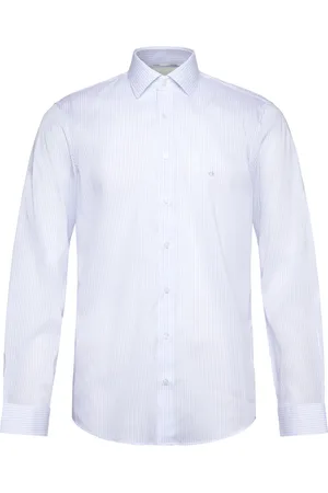 Calvin Klein Lyocell Stripe Regular Shirt Tops Shirts Casual Shirts Blue