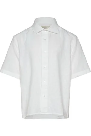 GANT Cotton Linen Ss Shirt Tops Shirts Short-sleeved Shirts White