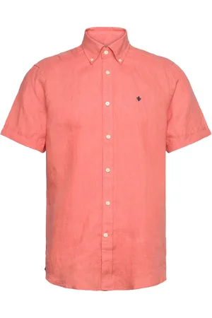 Morris Douglas Bd Linen Shirt Ss Designers Shirts Short-sleeved Orange