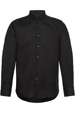 Oscar Jacobson Reg Fit Bd Signature Linen Designers Shirts Casual Black