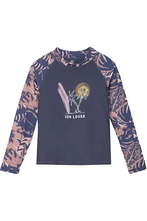 Color Kids T-Shirt L/S W. Chest Print Swimwear Swim Tops Navy