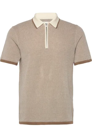 Gabba Oswald Ss Tops Knitwear Short Sleeve Knitted Polos Beige