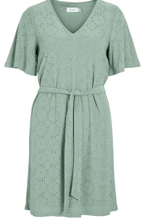 VILA Vikally V-Neck S/S Short Dress Dresses T-shirt Dresses Green