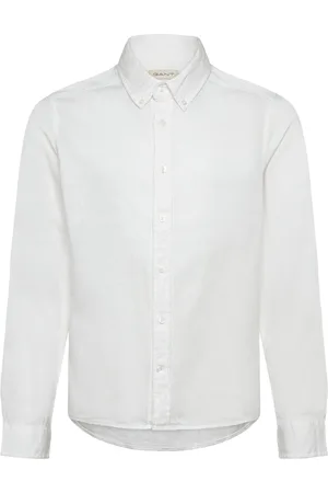 GANT Cotton Linen Bd Ls Shirt Tops Shirts Long-sleeved Shirts White