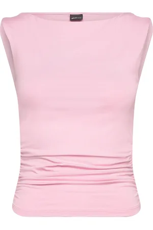 Gina Tricot Soft Touch Boatneck Top Tops T-shirts & Tops Sleeveless Pink