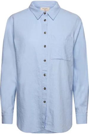 Freequent Fqlava-Sh-Simple Tops Shirts Long-sleeved Blue