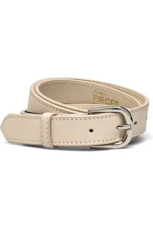 Pieces® Pctimara Leather Contrast Jeans Belt Fp Vyö Cream