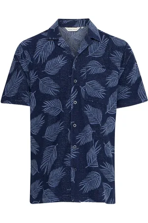 Casual Friday Cfaaron Ss Rc Frotté Shirt Tops Shirts Casual Shirts Blue