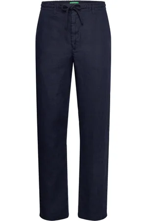 Benetton Trousers Bottoms Trousers Linen Trousers Navy