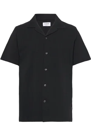 Lindbergh Pique Cabana Shirt S/S Tops Shirts Short-sleeved Shirts Black