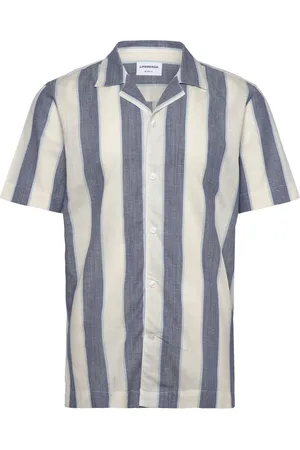 Lindbergh Striped Linen/Cotton Shirt S/S Tops Shirts Short-sleeved Multi/patterned