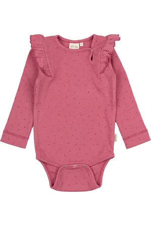 Petit Piao Body L/S Frill Modal Dot Bodies Long-sleeved Pink