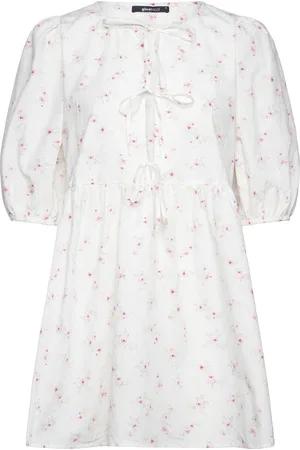 Gina Tricot Front Tie Dress Lyhyt Mekko White