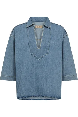 Mos Mosh Mmmerla Deco Shirt Tops Blouses Short-sleeved Blue