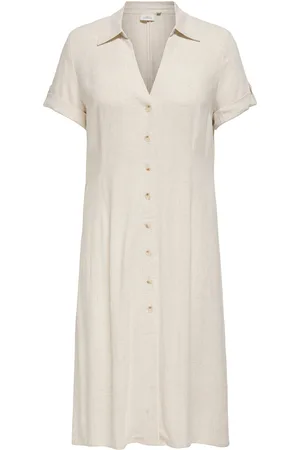 ONLY Carsiesta Ss But Long Linen Bl Dress Polvipituinen Mekko Cream