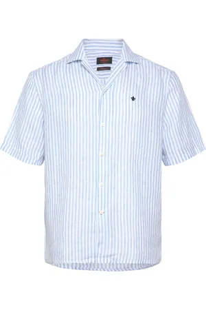 Morris Resort Linen Ss Shirt-Relaxed Fit Tops Shirts Short-sleeved Shirts Blue