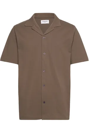 Lindbergh Pique Cabana Shirt S/S Tops Shirts Short-sleeved Shirts Brown