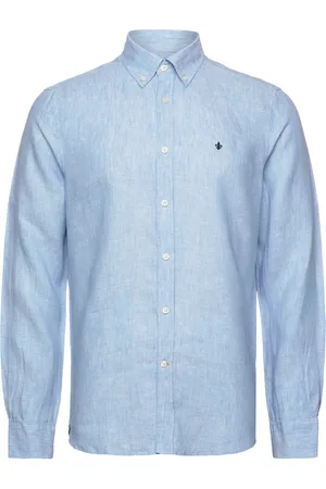 Morris Douglas Linen Shirt-Classic Fit Designers Shirts Casual Blue