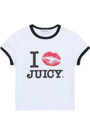 Juicy Couture I ‘Kiss’ Jc Fitted Ringer Tee Tops T-shirts & Tops Short-sleeved White
