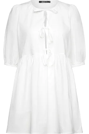 Gina Tricot Front Tie Dress Lyhyt Mekko White