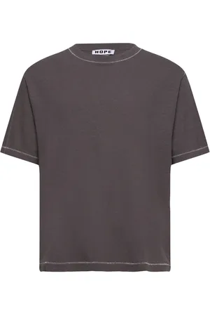 Hope Boxy Roll Tee Plum Grey Hemp Designers T-shirts Short-sleeved Grey