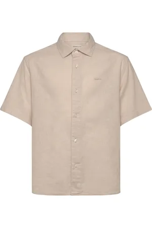 GANT Cotton Linen Ss Shirt Tops Shirts Short-sleeved Shirts Beige