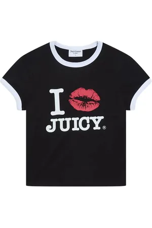 Juicy Couture I ‘Kiss’ Jc Fitted Ringer Tee Tops T-shirts & Tops Short-sleeved Black