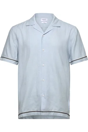 Lindbergh Soft Viscose Linen Shirt S/S Tops Shirts Short-sleeved Shirts Blue
