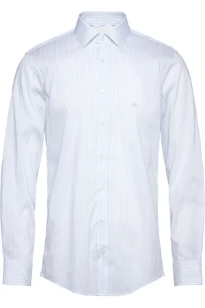Calvin Klein Lyocell Stripe Regular Shirt Tops Shirts Casual Shirts Blue