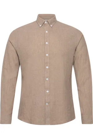 Lindbergh Linen/Cotton Shirt L/S Tops Shirts Casual Beige