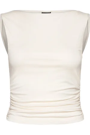 Gina Tricot Soft Touch Boatneck Top Tops T-shirts & Tops Sleeveless White
