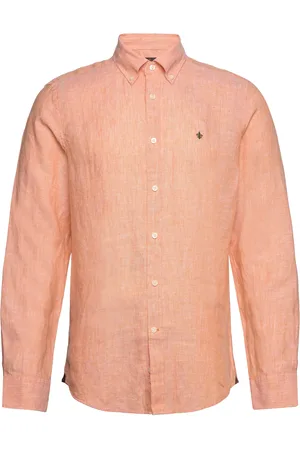 Morris Douglas Linen Shirt-Classic Fit Designers Shirts Casual Orange